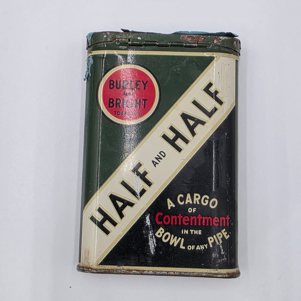 Vintage Half and Half Burley Bright Tobacco Tin with Tax Stamp - Rare‎